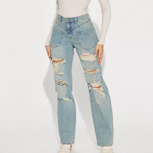 Fashion Nova Straight Leg Jeans - 11 - Front Pocket Detail